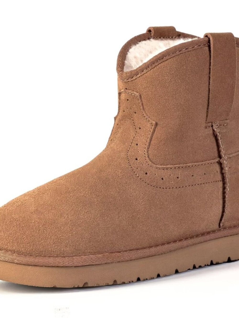 100% Genuine Leather Ankle Boots for Women, Warm Slip on Winter Boots Snow